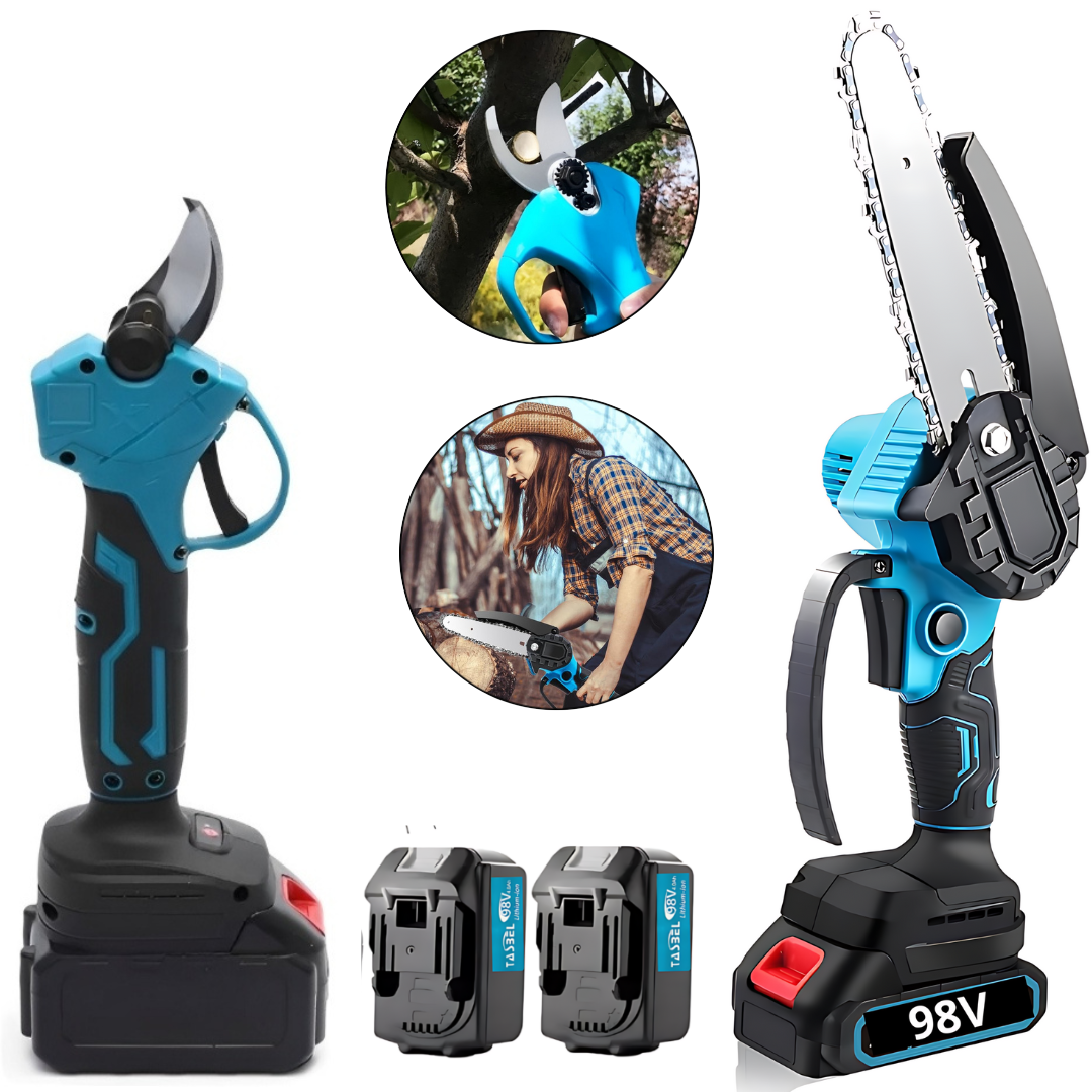 Kit Herramientas Sierra + Tijera Inalámbrica Con 2 Baterías