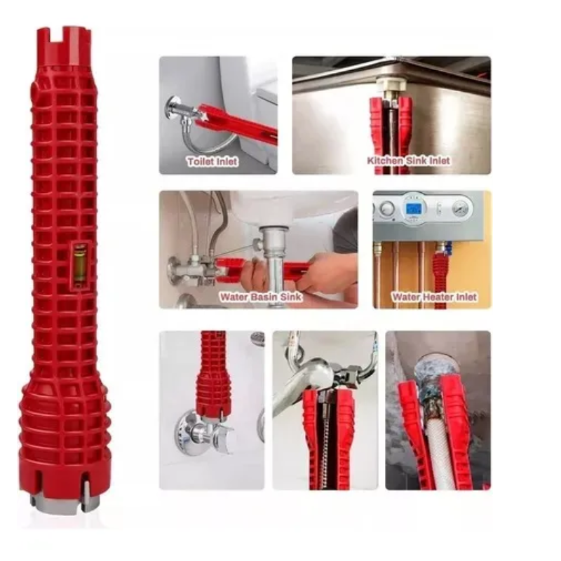 Llave De Tubo Multiuso 8 En 1 Plomeria Griferia Cañeria Caño Blanco