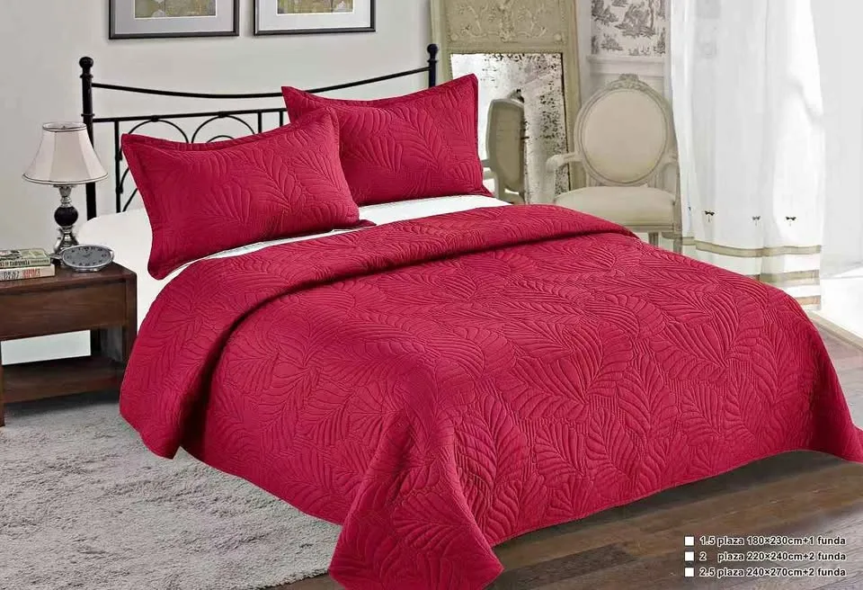 Cubrecama Quilt De Verano 2 plazas Lisos Color Bordó