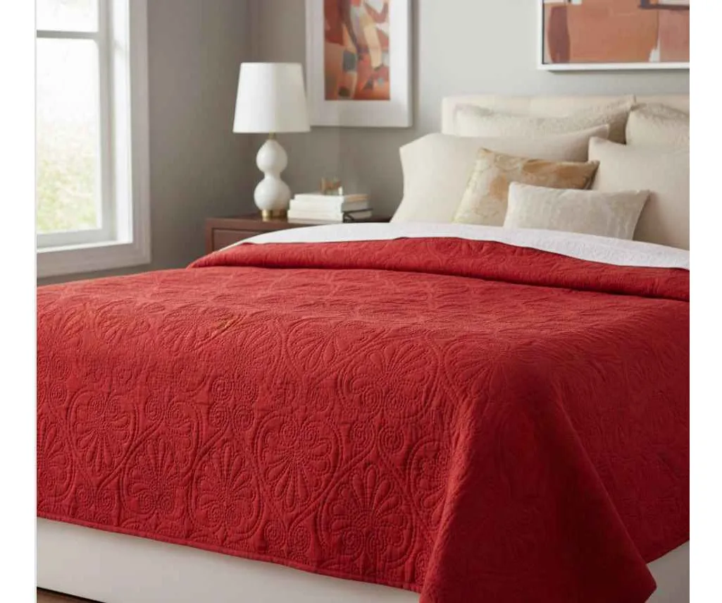 Cubrecama Quilt De Verano 2 plazas Lisos Color Bordó