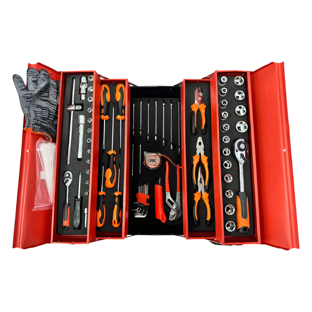 Caja de Herramientas Metálica 85 Piezas – Plegable 3 Niveles
